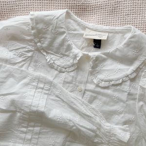 NWT Universal Thread Embroidered Balloon Button Up Statement Collar Blouse White